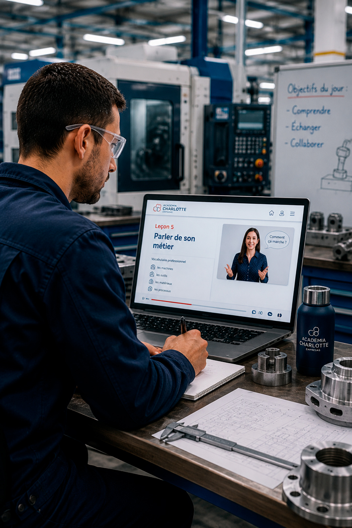 Profesional del sector industrial realizando formación online